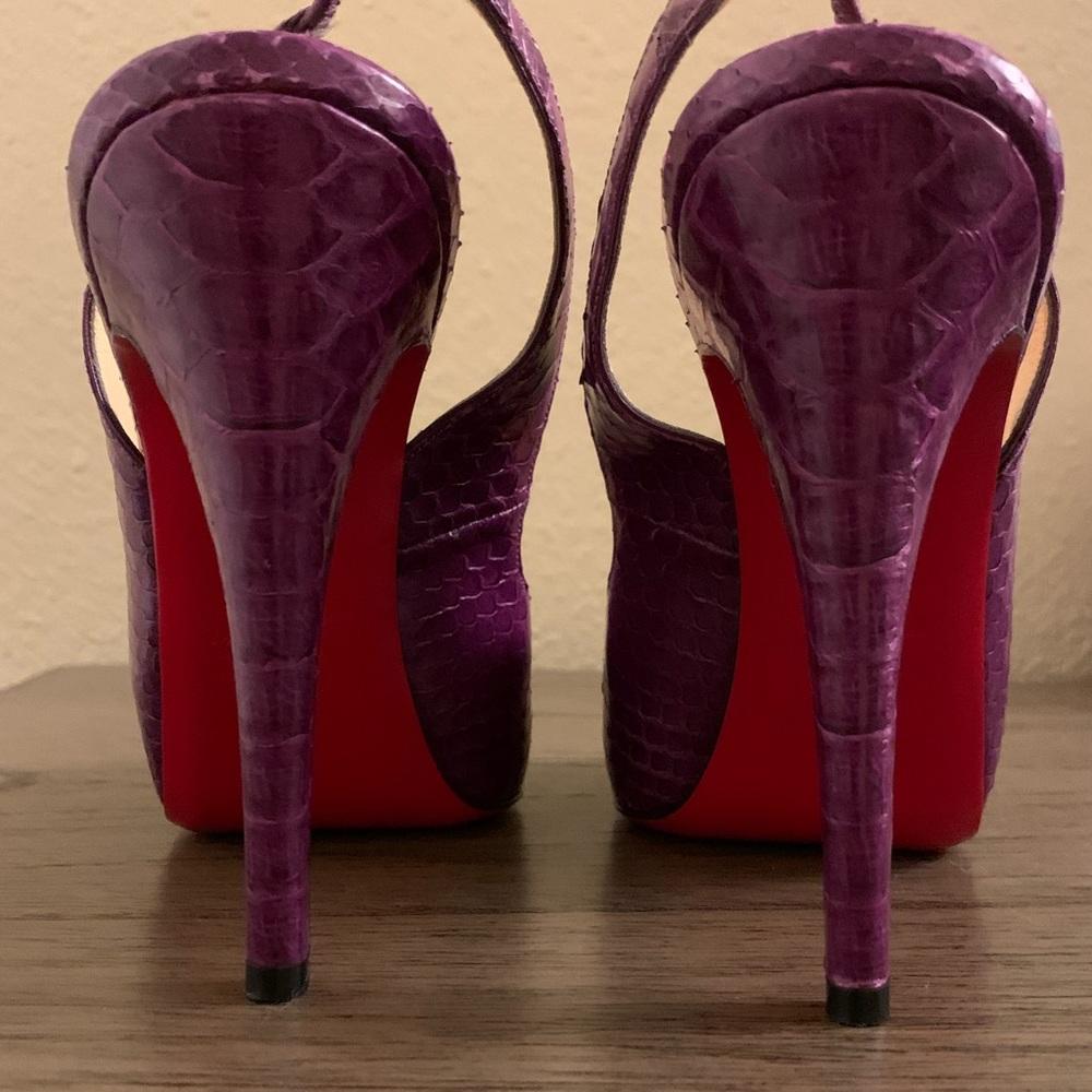Christian Louboutin “No Prive” Python - Purple Slingback Sandal Pump Heel - Picture 8 of 14